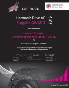 Harmonic Drive - SupplierAward 2015 SupplierAward 2015